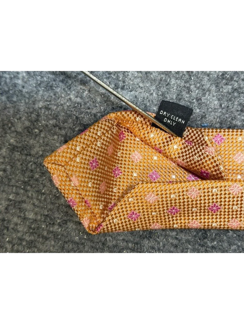 Paul Stuart Made in Italy Woven Tie Orange Pink Geometric